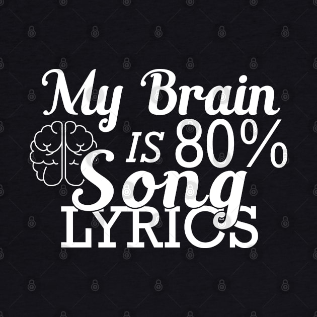 Music Lover - My brain is 80% song lyrics by KC Happy Shop